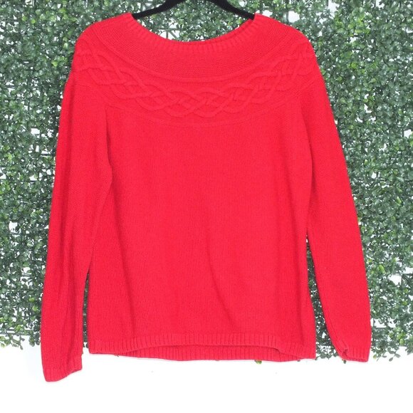 Talbots Sweaters - Talbots Red Cashmere Blend Fair Isle Boatneck Sweater Medium